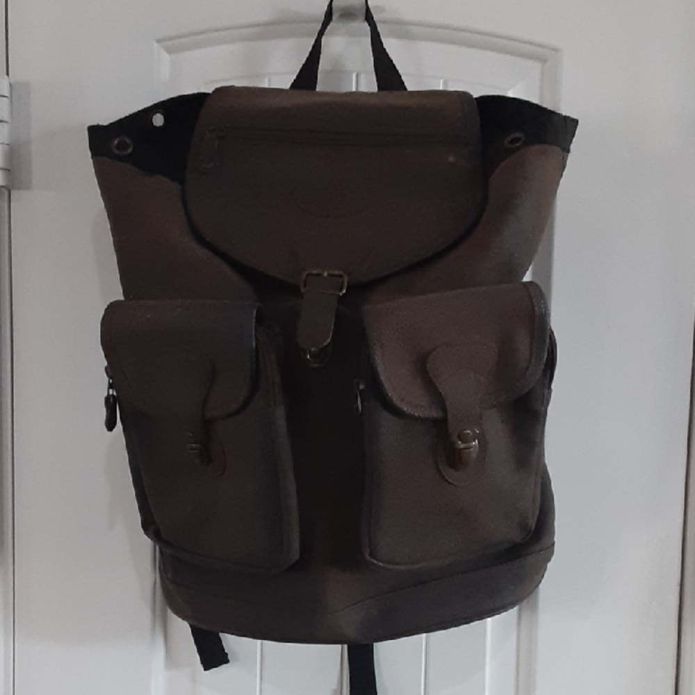 American Eagle Brown Vegan Leather Saddle Bag Rucksack